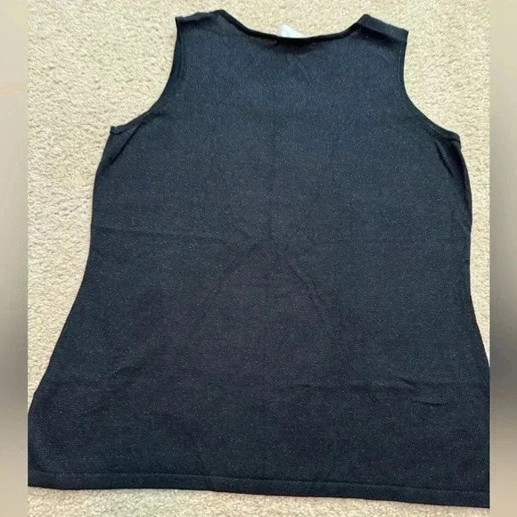 Belle by Kim Gravel Lurex Tank Black Sparkle Sz Med A390262 Holiday Goth Dark - Picture 4 of 10